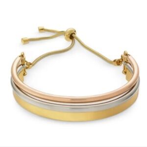 NWT Alfani Curved Bar Slider Bracelet, Tri-Tone/Gold